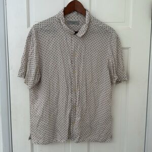 AllSaints White and Black Patterned button up t shirt